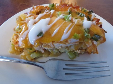 Buffalo Chicken Hashbrown Casserole